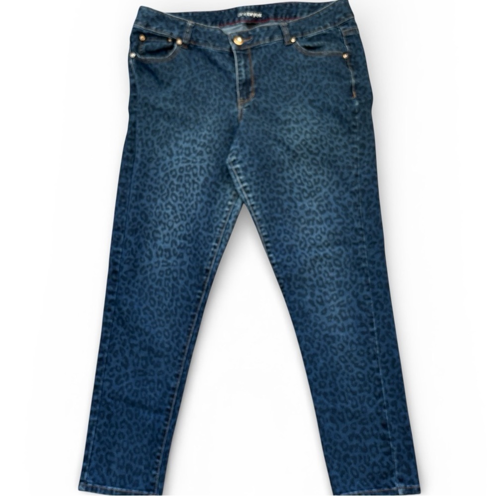 Lane Bryant Jeans Plus Size 18 Stretch Denim Cheetah Animal Print Rhinestone